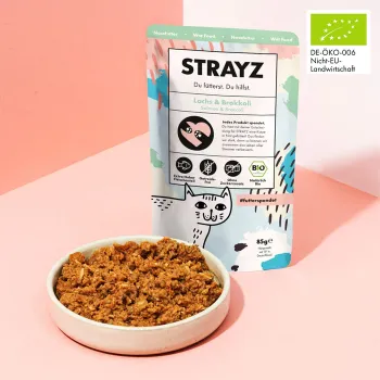 Strayz BIO Katzenfutter Lachs & Broccoli 85g